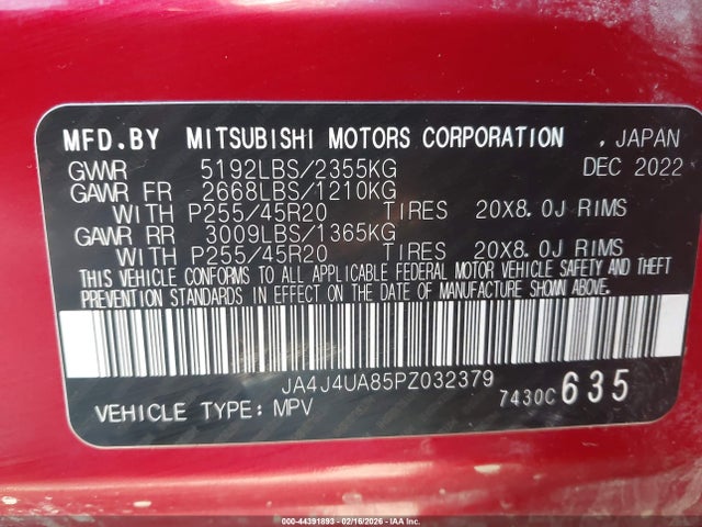 Aukcja sprzedaży 2023 Mitsubishi Outlander Ralliart S-awc/se 2.5 S-awc/se Black Edition S-awc/se Special Editiont S-awc, vin: JA4J4UA85PZ032379, numer aukcji: 44391893