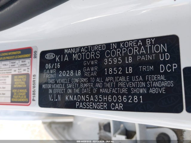 KNADN5A35H6036281 KIA RIO EX