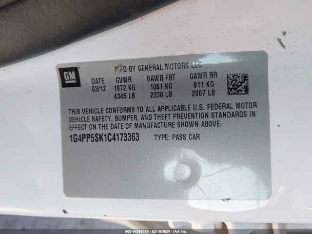 Aukcja sprzedaży 2012 Buick Verano, vin: 1G4PP5SK1C4173363, numer aukcji: 44391969
