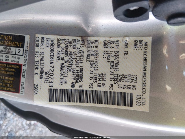 2020 NISSAN FRONTIER 1N6ED0CE6LN720733 Photo 8