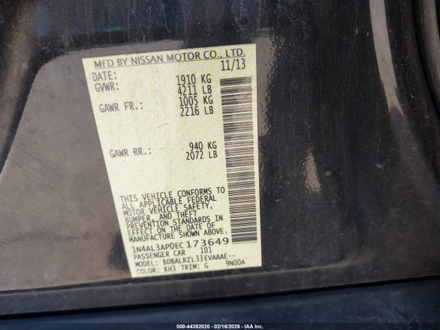 1N4AL3AP0EC173649 Nissan Altima 2.5 S