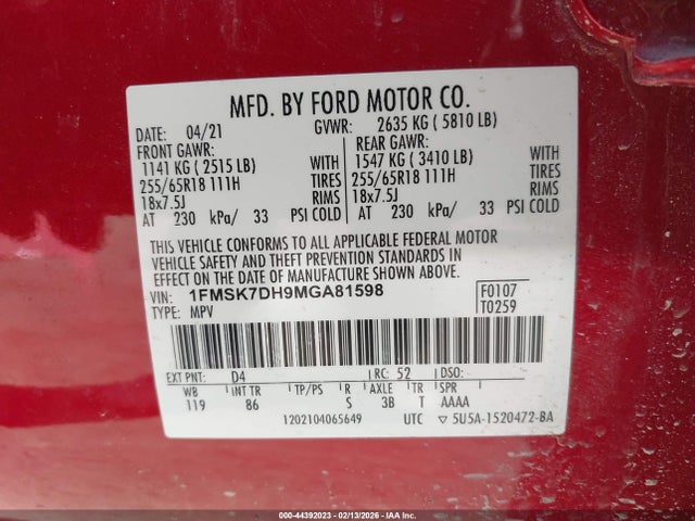 2021 FORD EXPLORER 1FMSK7DH9MGA81598 Photo 8