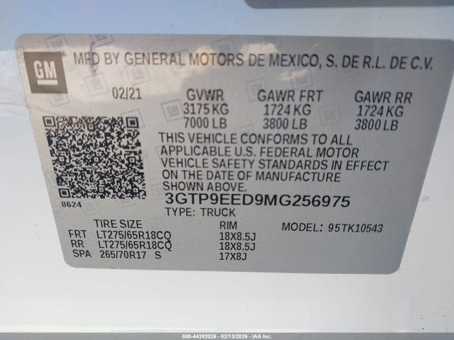 2021 GMC SIERRA 1500 3GTP9EED9MG256975 Photo 8