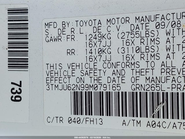 2009 TOYOTA TACOMA 3TMJU62N99M079165 Photo 8
