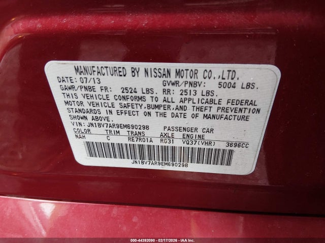 Продажа на аукционе авто 2014 Infiniti Q50 Premium, vin: JN1BV7AR9EM690298, номер лота: 44392090