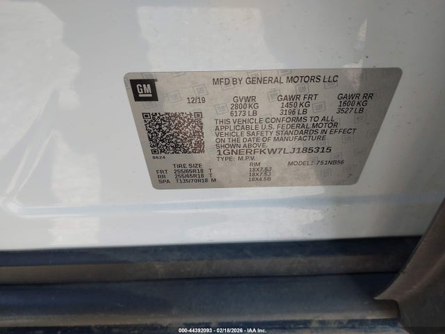 1GNERFKW7LJ185315 Chevrolet Traverse Fwd Ls
