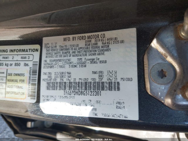 2016 FORD FUSION 1FA6P0HD8G5122301 Photo 8
