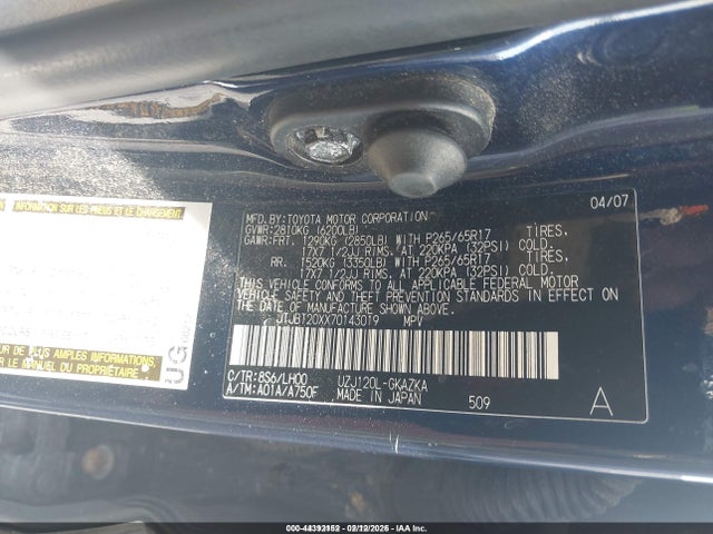 Продажа на аукционе авто 2007 Lexus Gx 470, vin: JTJBT20XX70143019, номер лота: 44392152