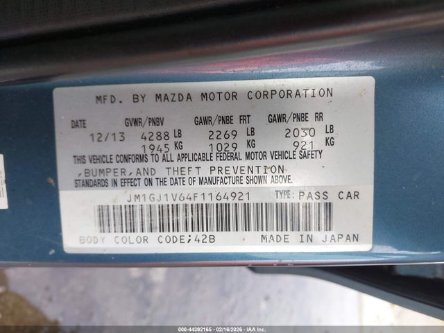 2015 MAZDA MAZDA6 JM1GJ1V64F1164921 Photo 8