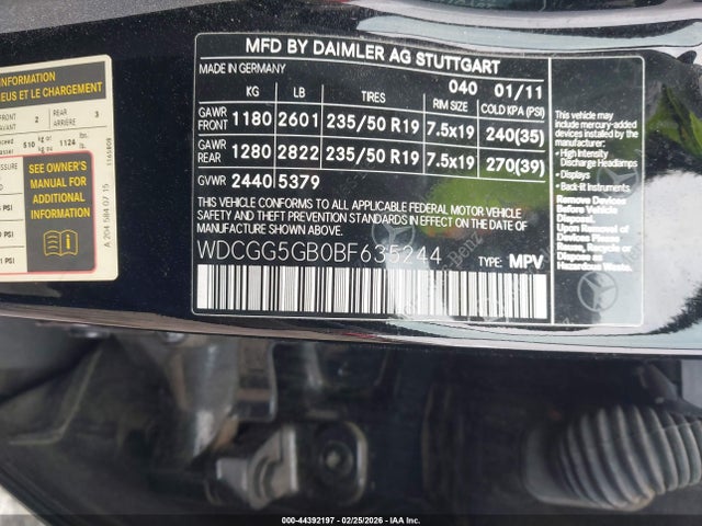 Продажа на аукционе авто 2011 Mercedes-benz Glk 350, vin: WDCGG5GB0BF635244, номер лота: 44392197