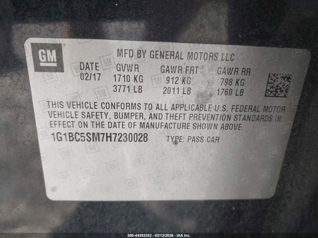 2017 CHEVROLET CRUZE 1G1BC5SM7H7230028 Photo 8