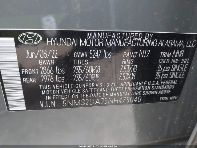 2022 HYUNDAI SANTA FE 5NMS2DAJ5NH475040 Photo 8
