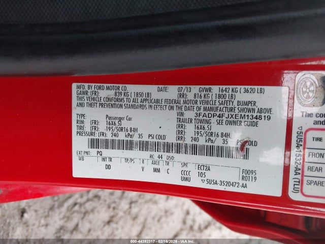 2014 FORD FIESTA 3FADP4FJXEM134819 Photo 8