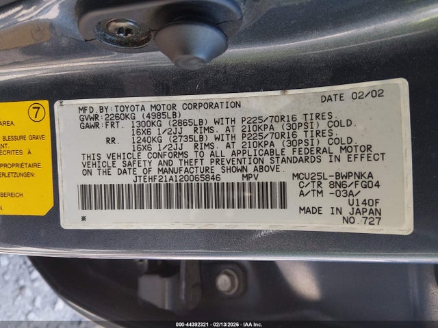 2002 TOYOTA HIGHLANDER JTEHF21A120065846 Photo 8