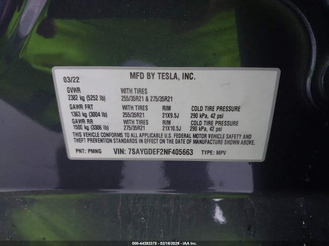 2022 TESLA MODEL Y 7SAYGDEF2NF405663 Photo 8