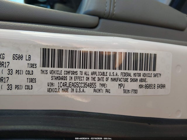 Продаж на аукціоні авто 2012 Jeep Grand Cherokee Laredo, vin: 1C4RJEAG5CC354855, номер лоту: 44392414