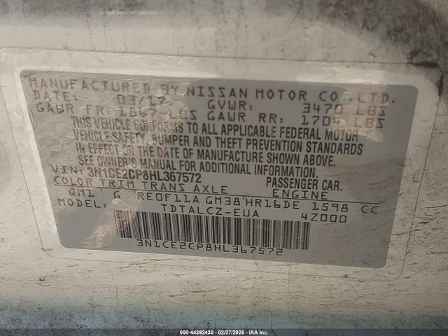 Nissan Versa Note S Plus 2017 3N1CE2CP8HL367572 Image 9