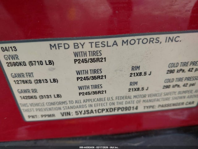 2013 TESLA MODEL S 5YJSA1CPXDFP09014 Photo 8