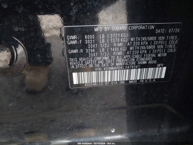 4S4WMARD6L3479341 Subaru Ascent Touring