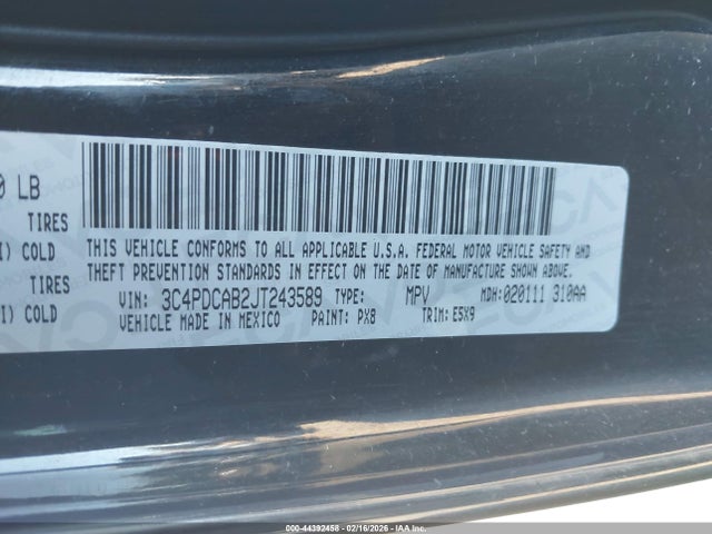 44392458 :رقم المزاد ، 3C4PDCAB2JT243589 vin ، 2018 Dodge Journey Se مزاد بيع
