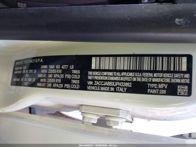 ZACCJABBXJPH33862 Jeep Renegade Altitude Fwd