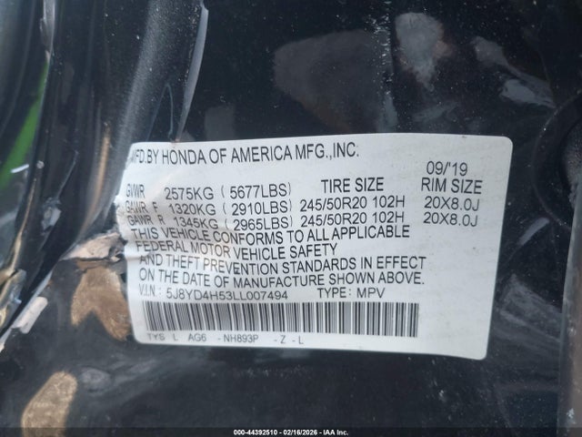 2020 ACURA MDX 5J8YD4H53LL007494 Photo 8