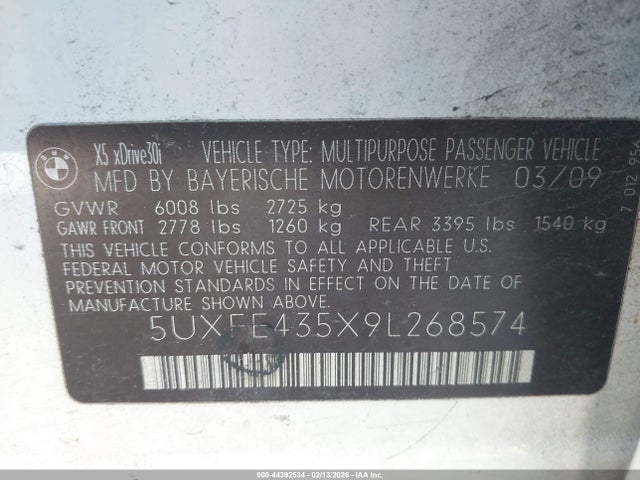 2009 BMW X5 5UXFE435X9L268574 Photo 8
