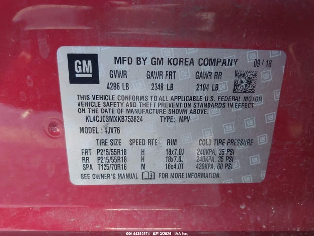 KL4CJCSMXKB753824 Buick Encore Fwd Essence