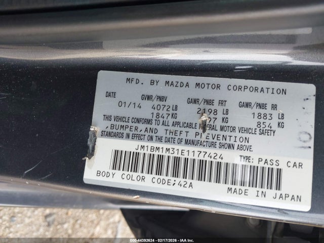 Aukcja sprzedaży 2014 Mazda Mazda3 S Grand Touring, vin: JM1BM1M31E1177424, numer aukcji: 44392624