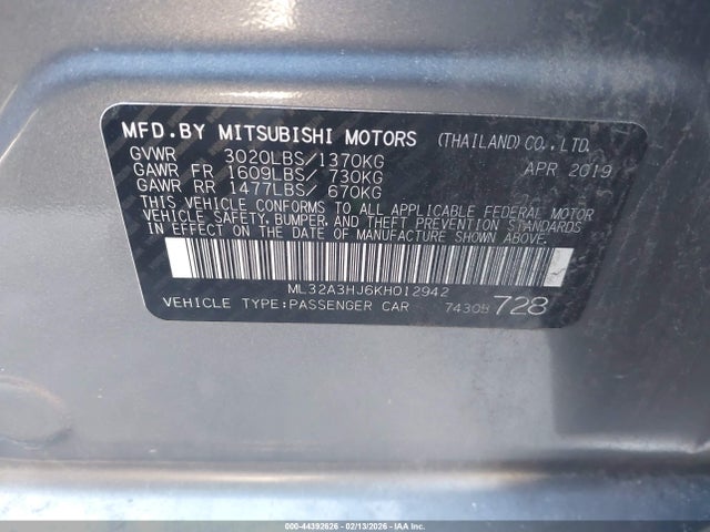 2019 MITSUBISHI MIRAGE ML32A3HJ6KH012942 Photo 8