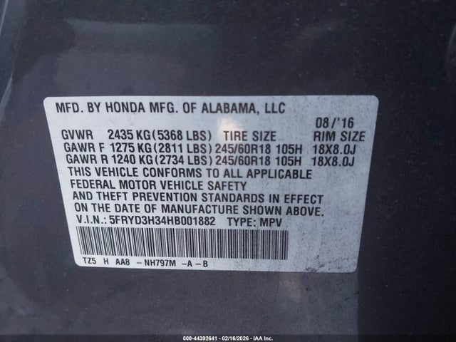 Aukcja sprzedaży 2017 Acura Mdx, vin: 5FRYD3H34HB001882, numer aukcji: 44392641