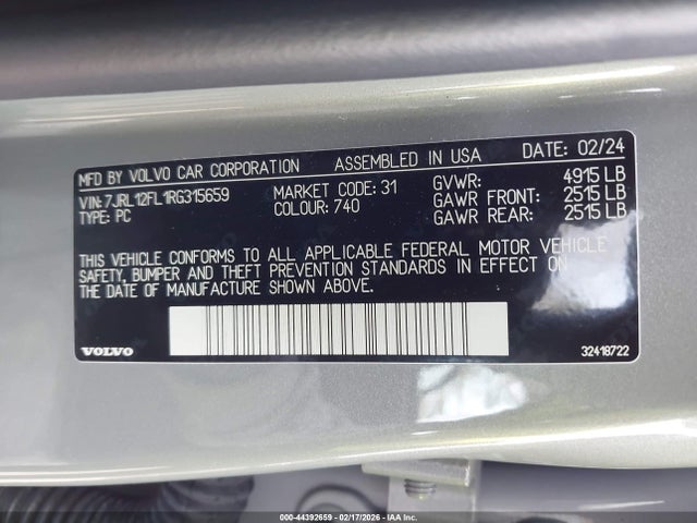 2024 VOLVO S60 7JRL12FL1RG315659 Photo 8