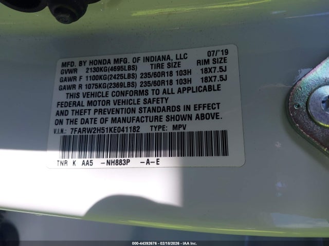 Honda CR-V EX 2019 7FARW2H51KE041182 Image 9