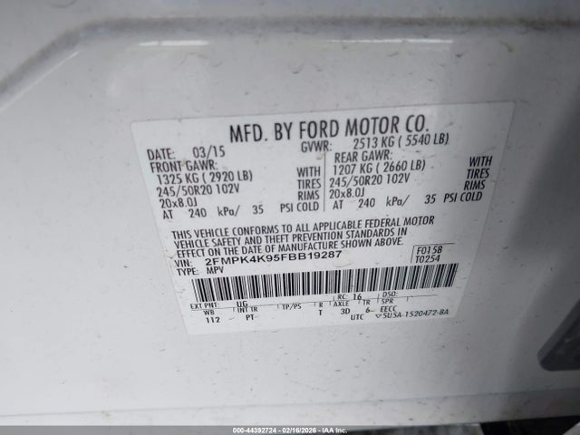 Ford Edge Titanium 2015 2FMPK4K95FBB19287 Image 9