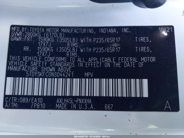 2022 TOYOTA SIENNA 5TDYSKFC0NS044241 Photo 8