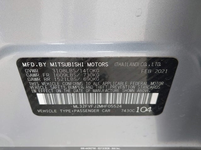ML32FVFJ2MHF05524 Mitsubishi Mirage G4 Se