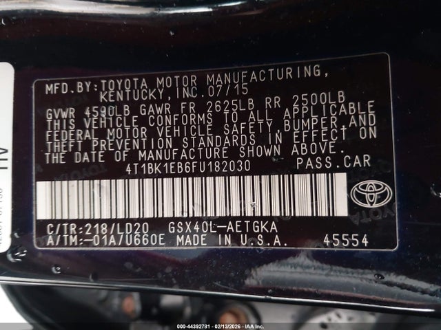 4T1BK1EB6FU182030 Toyota AVALON XLE