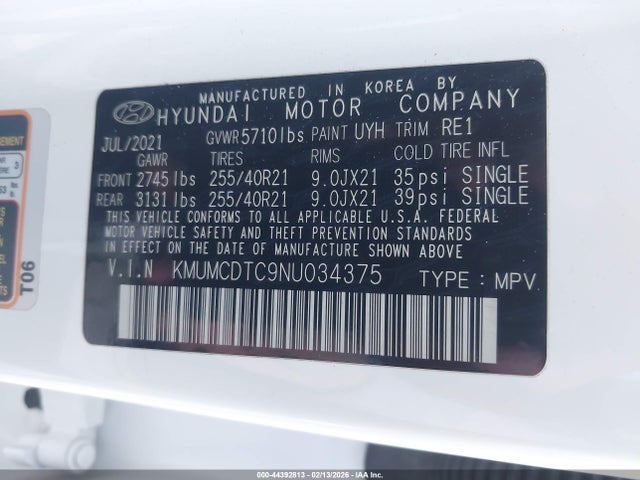44392813 :رقم المزاد ، KMUMCDTC9NU034375 vin ، 2022 Genesis Gv70 3.5t Awd Sport مزاد بيع
