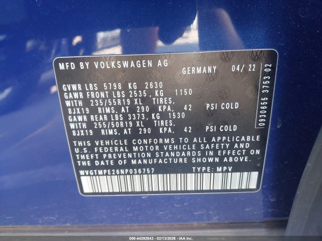 2022 VOLKSWAGEN ID.4 WVGTMPE26NP036757 Photo 8