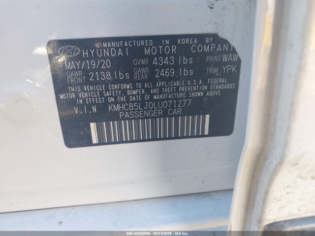 Продаж на аукціоні авто 2020 Hyundai Ioniq Electric Limited, vin: KMHC85LJ0LU071277, номер лоту: 44392890