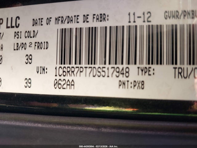Aukcja sprzedaży 2013 Ram 1500 Laramie Longhorn, vin: 1C6RR7PT7DS517948, numer aukcji: 44392894