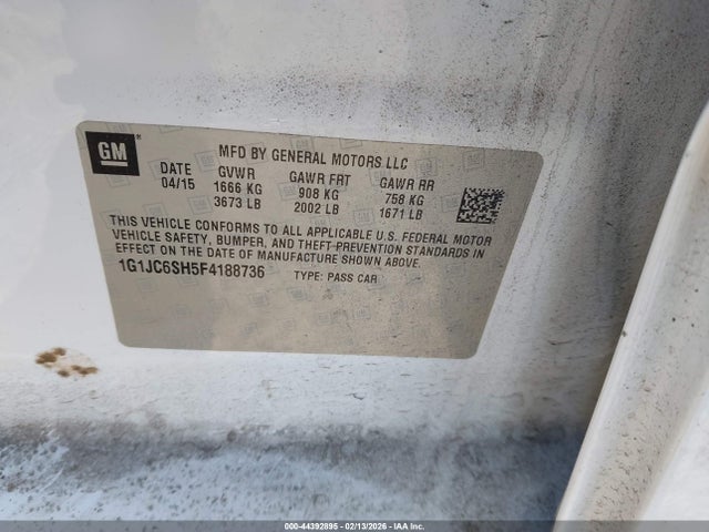 2015 CHEVROLET SONIC 1G1JC6SH5F4188736 Photo 8