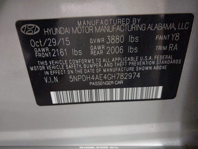 Hyundai ELANTRA SE 2016 5NPDH4AE4GH782974 Image 9
