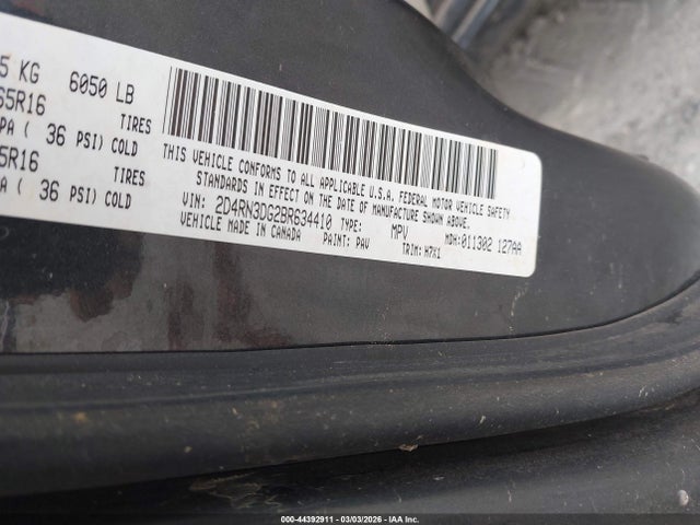 Aukcja sprzedaży 2011 Dodge Grand Caravan Mainstreet, vin: 2D4RN3DG2BR634410, numer aukcji: 44392911