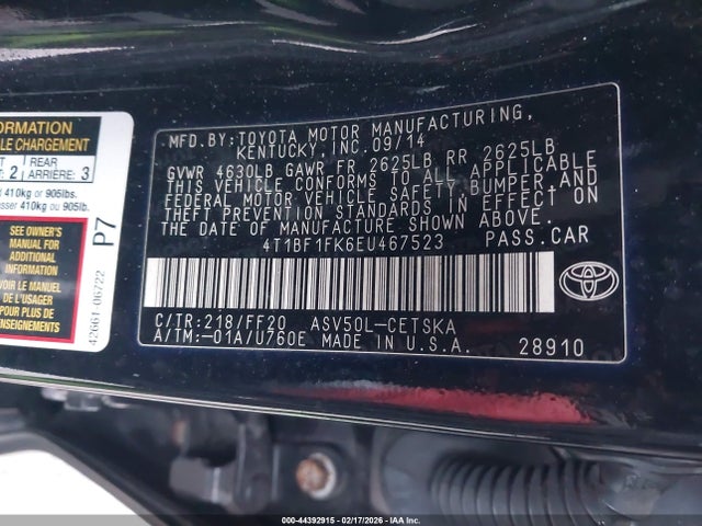 Toyota CAMRY SE 2014 4T1BF1FK6EU467523 Image 9