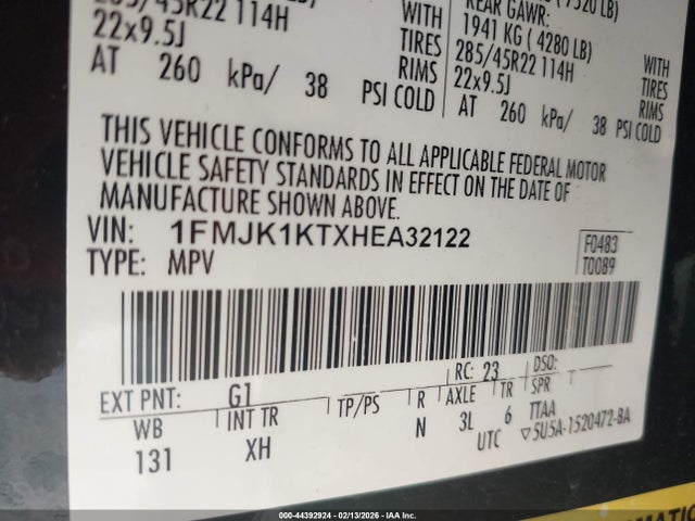1FMJK1KTXHEA32122 Ford Expedition El Limited