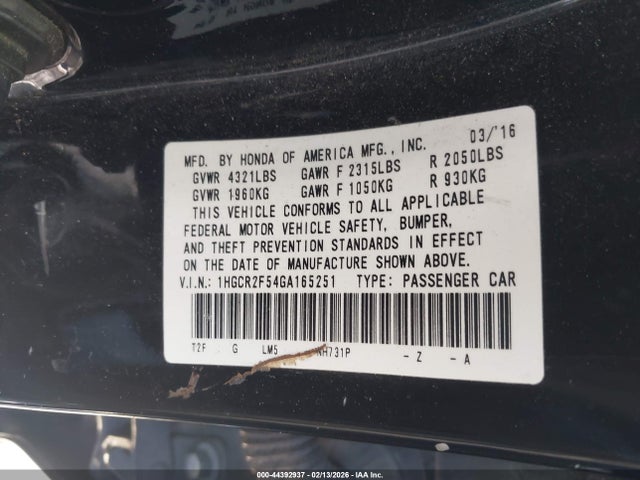 1HGCR2F54GA165251 Honda Accord Sport