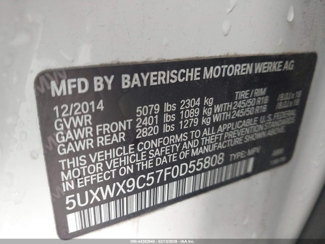 Aukcja sprzedaży 2015 Bmw X3 Xdrive28i, vin: 5UXWX9C57F0D55808, numer aukcji: 44392940