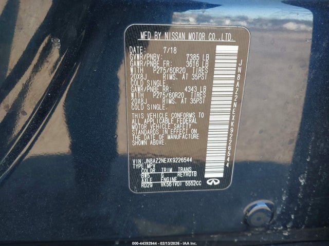 Продажа на аукционе авто 2019 Infiniti Qx80 Luxe, vin: JN8AZ2NEXK9226544, номер лота: 44392944