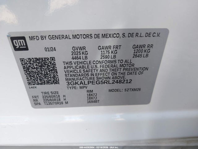 Aukcja sprzedaży 2024 Gmc Terrain Fwd Slt, vin: 3GKALPEG5RL248212, numer aukcji: 44392954